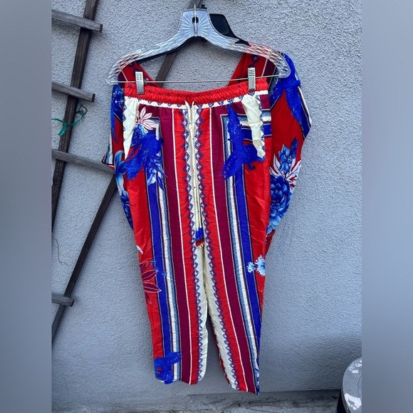 Farm Rio Macaw Scarf Blouse + Macaw Scarf Straight-Leg Pants - Picture 9 of 13